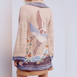 Anthropologie HWR embroidered crane cardigan.